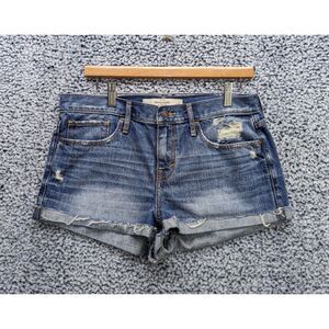 Abercrombie & Fitch Micro Denim Shorts Size 10/30 Distressed Beach Festival Blue
